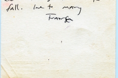 Francesca Woodman: messaggio indirizzato a Stephan Brigidi, su invito alla mostra di Brigidi (page 2), maggio 1978